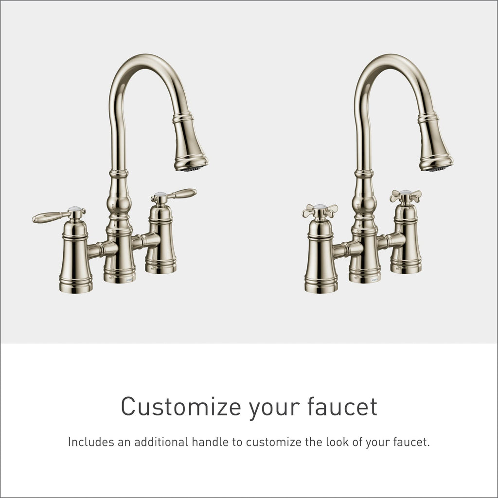 Moen Brushed Gold Weymouth Two Handle Pulldown Bridge Kitchen Faucet, S73204BG