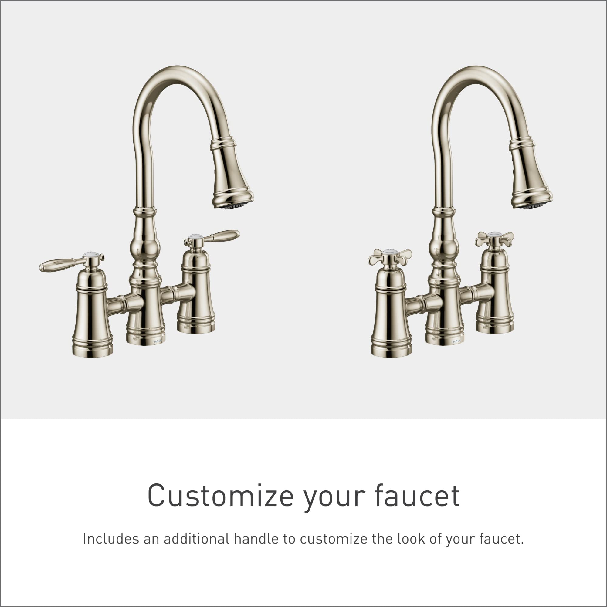 Moen Brushed Gold Weymouth Two Handle Pulldown Bridge Kitchen Faucet, S73204BG