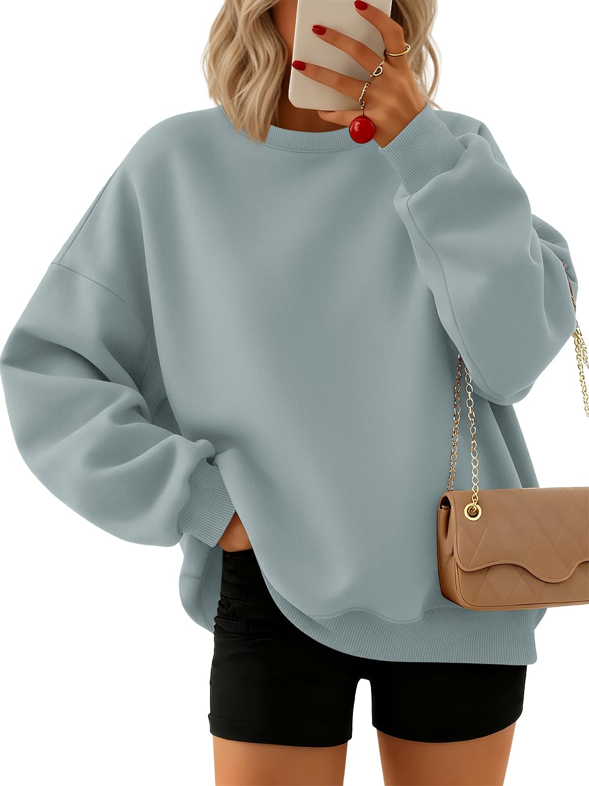 Trendy Queen Sweatshirts for Women Hoodies Oversized Crewneck Tops Sweaters Comfy Fall Winter Outfits Clothes 2026 Fashion