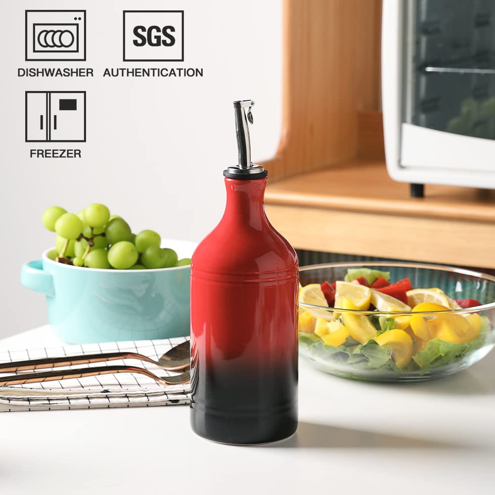 Sweejar Ceramic Olive Oil Dispenser Bottle, Opaque Oil Cruet Protects to Reduce Oxidation, Suitable for Storage Vinegar, Coffee Syrups & Other Liquids, Pack of 1, 15.5 Fl Oz(Beige)