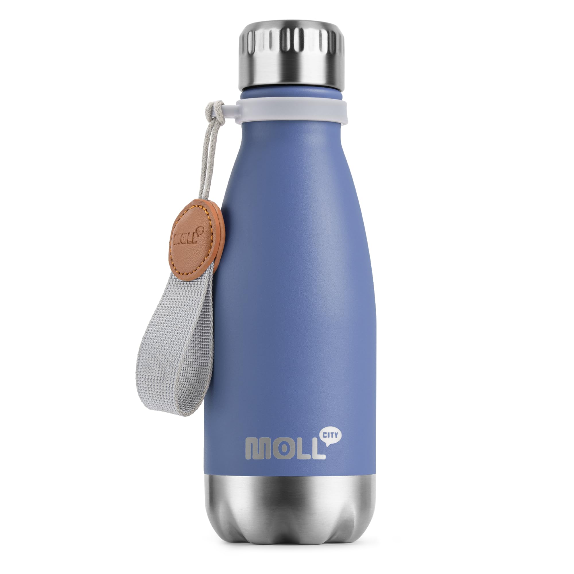 9 oz Water Bottle for Kids-Small Stainless Steel Water Bottle for School Vacuum Insulated Metal Leak Proof Cola Shape Water Flask for Boys Girls(Baby Blue)