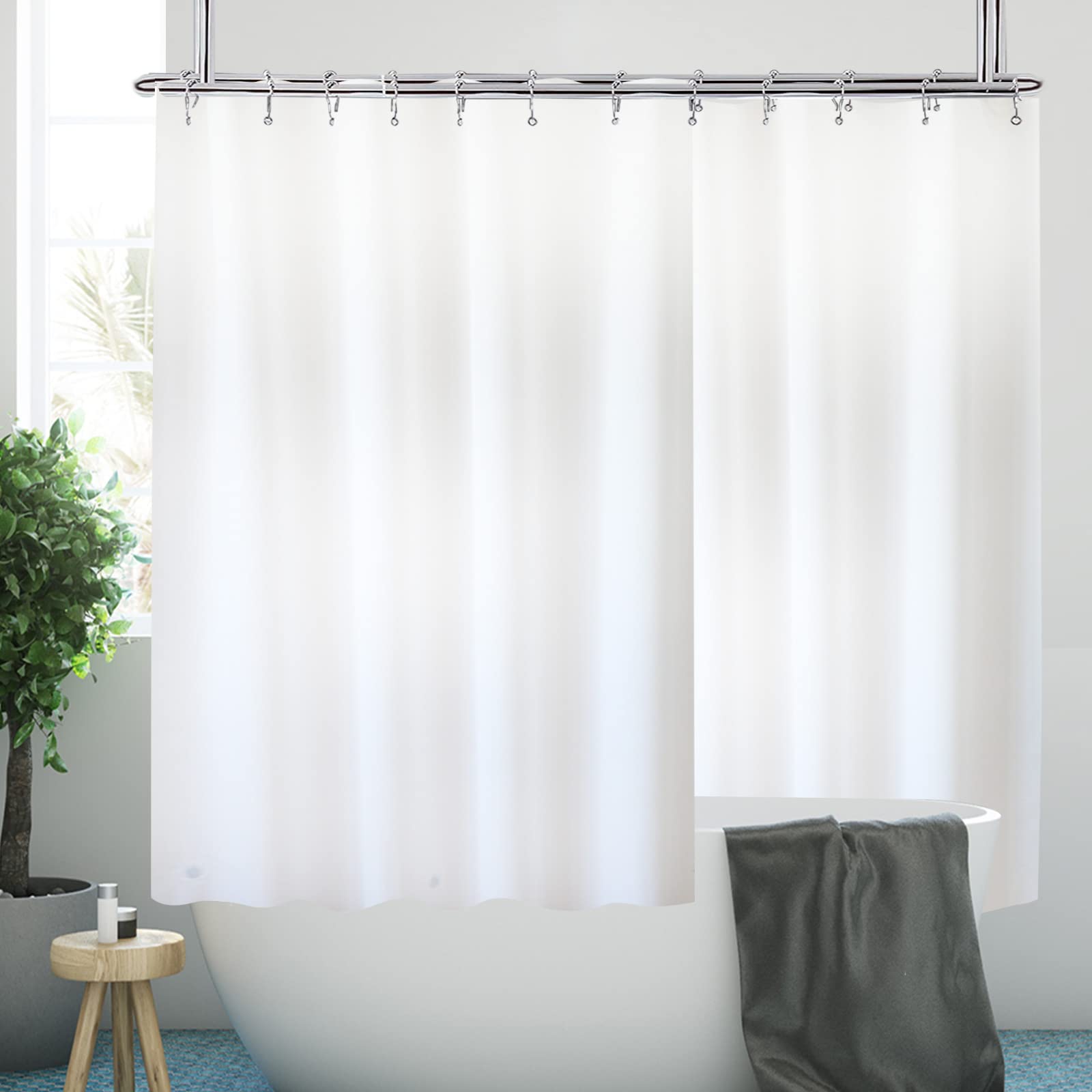 YISURE Clawfoot Tub Clear Short Length 60 Inch Shower Curtain Liner, 180x60 Inch Extra Wide 360 Shower Curtain PEVA Waterproof Wrap Around Bath Tub Curtain
