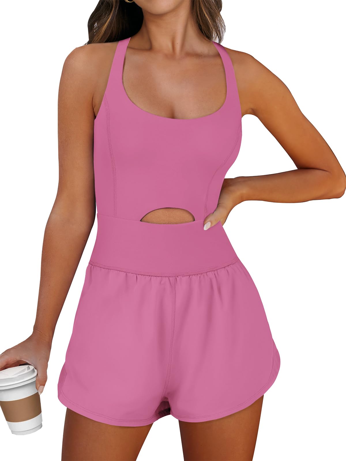 Caracilia Women's Workout Athletic Romper Summer Sets Short Jumpsuits Onesie Running Outfits Exercise Gym 2026 Trendy Clothes
