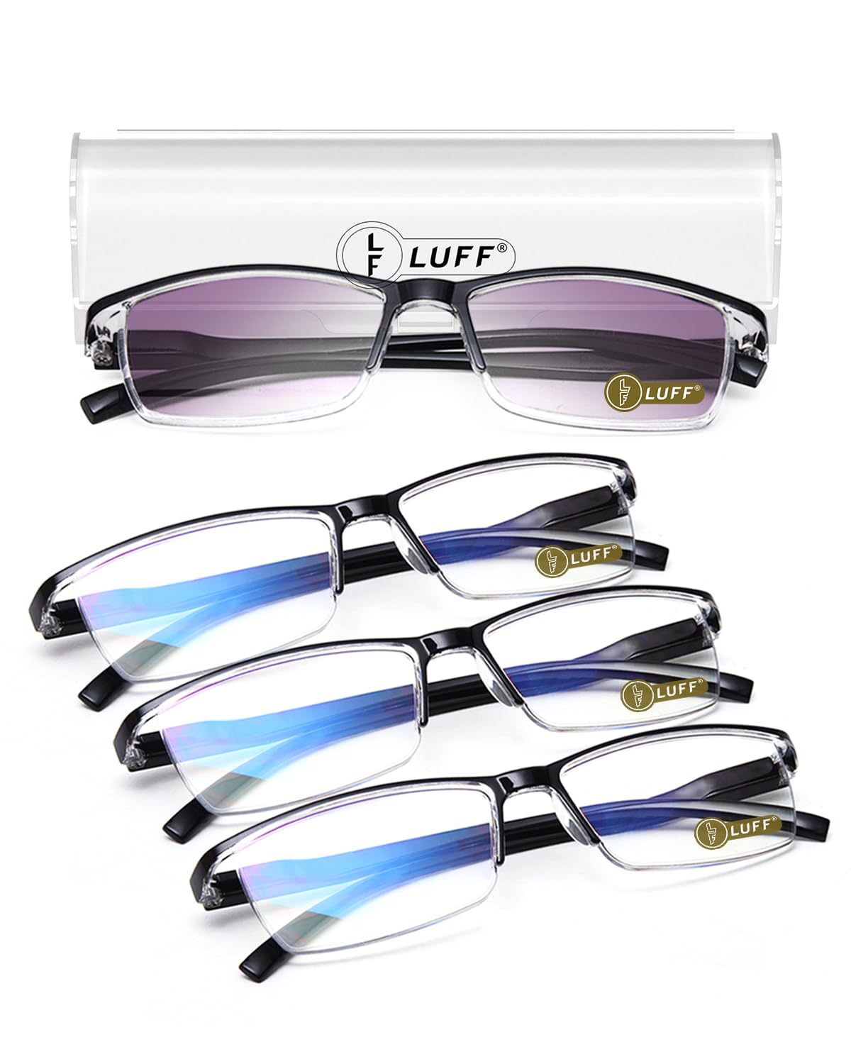LUFF 6Pcs Anti-Blue-ray Reading Glasses Portable Ultra-Light Readers(0.00X)