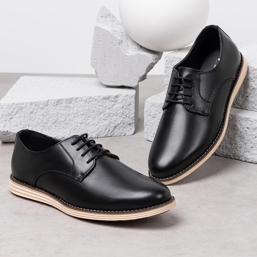 Vostey Mens Casual Dress Shoes Wingtip Plain Business Dress Shoes for Men