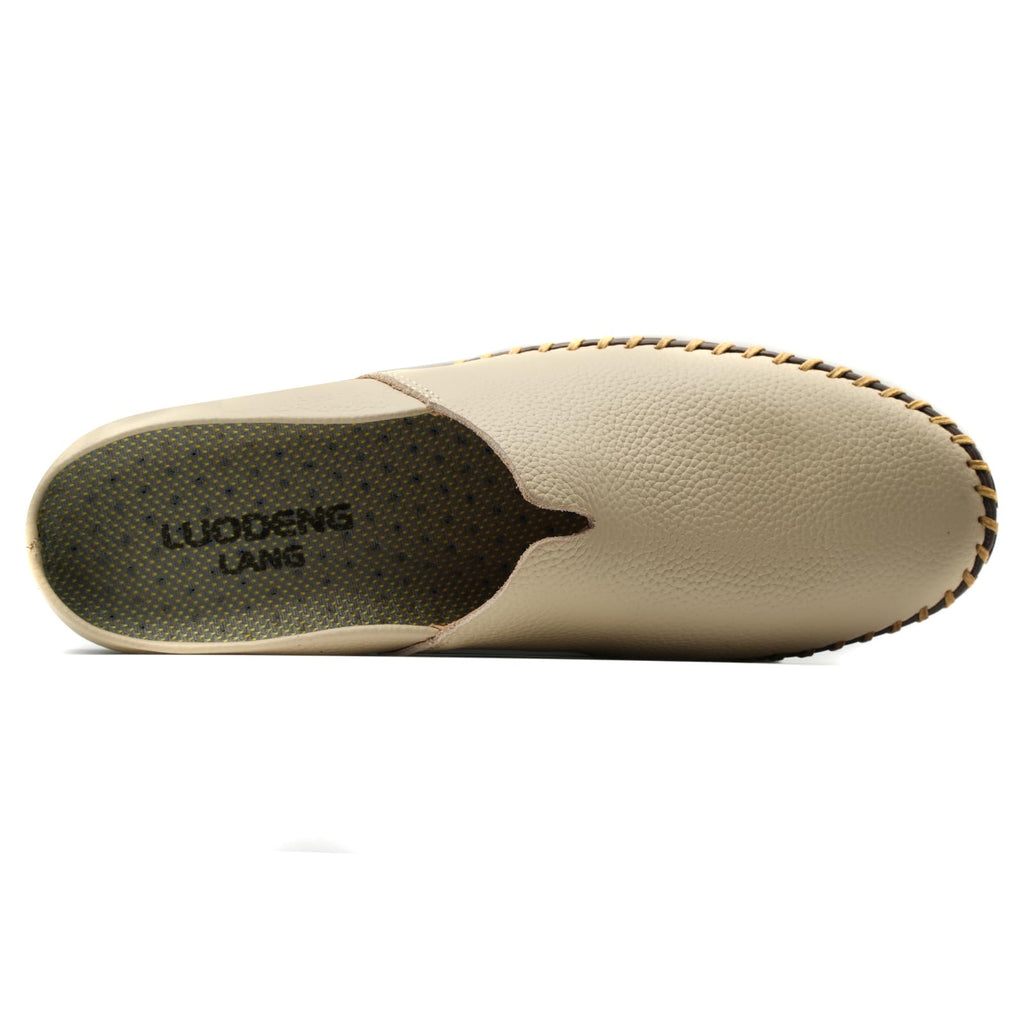Men’s Slip-On Loafers Mules Clog Handmade Leather Slippers Hand Stitched no-Heel Casual Shoes for Men Breathable Comfortable Soft