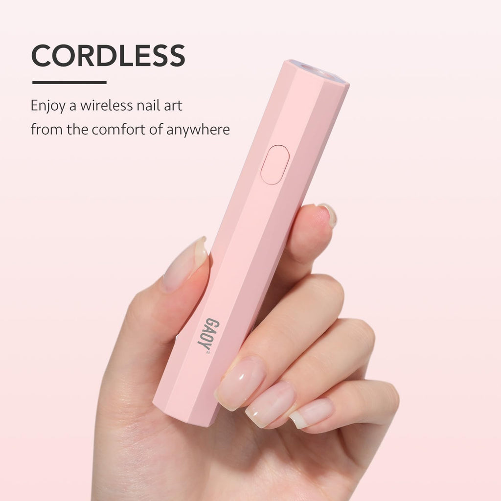GAOY Handheld UV Light for Gel Nails, Mini Nail Lamp, Portable Cordless Rechargeable, Fast Curing, Diamond Pink