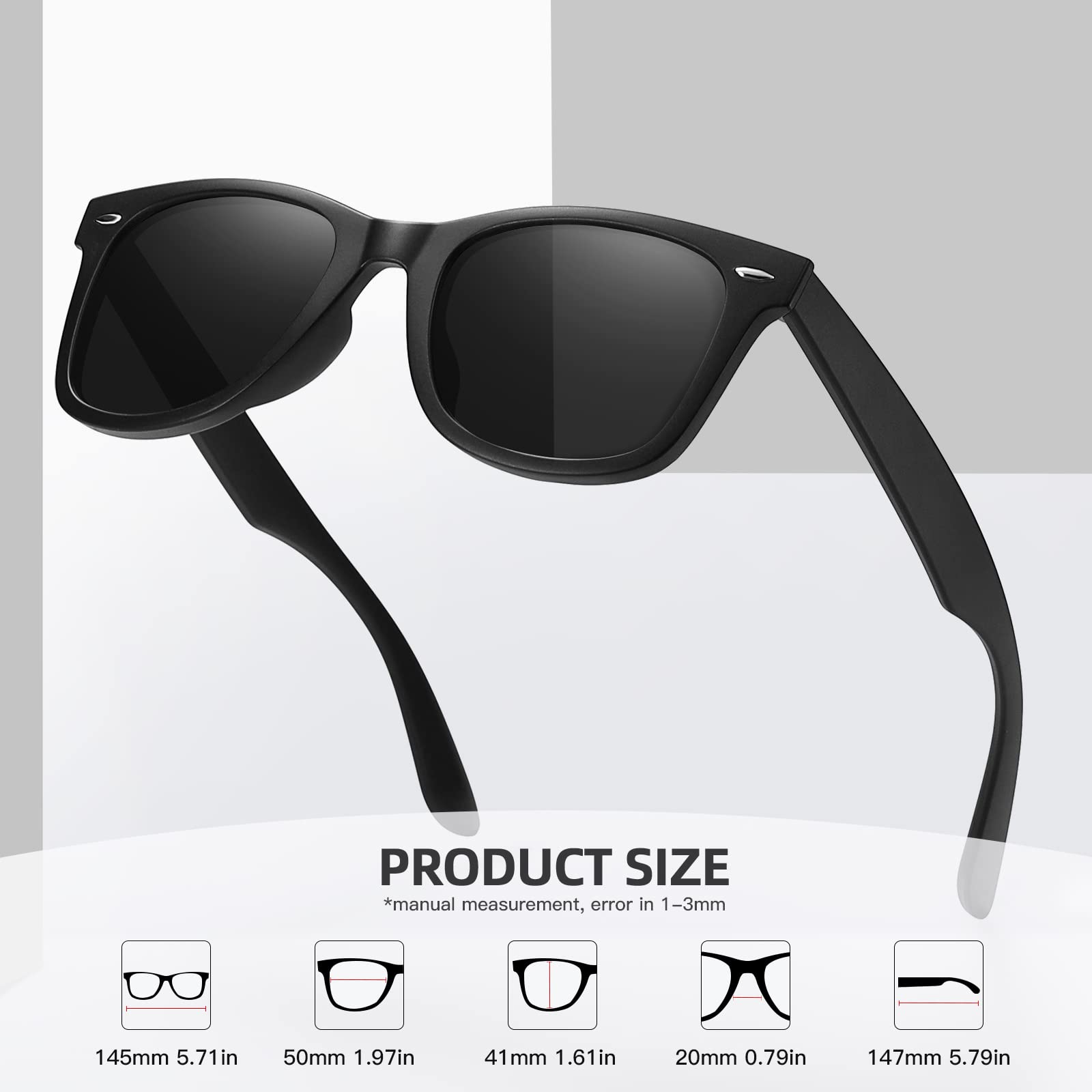 MEETSUN Retro Polarized Sunglasses for Women Men Classic Mirror Lens Driving Trendy Sun Glasses UV Protection (3 Pack)