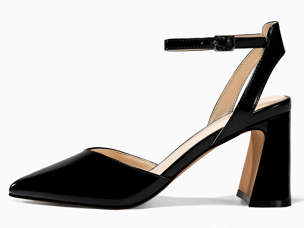 Juliet Holy Womens Closed Toe Heels Chunky Block Heel Ankle Strap Pumps Slingback Heeled Sandals