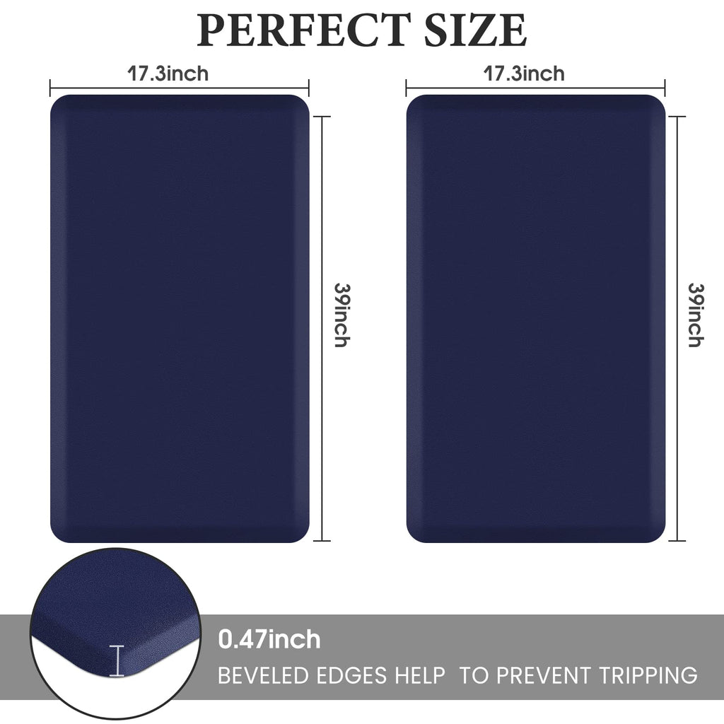 HappyTrends 2 PCS Kitchen Mat Cushioned Anti-Fatigue Floor Mat, Heavy Duty Ergonomic Comfort Foam Standing Mat, Waterproof Non-Slip Kitchen Rugs for Home, Office, Laundry,Black