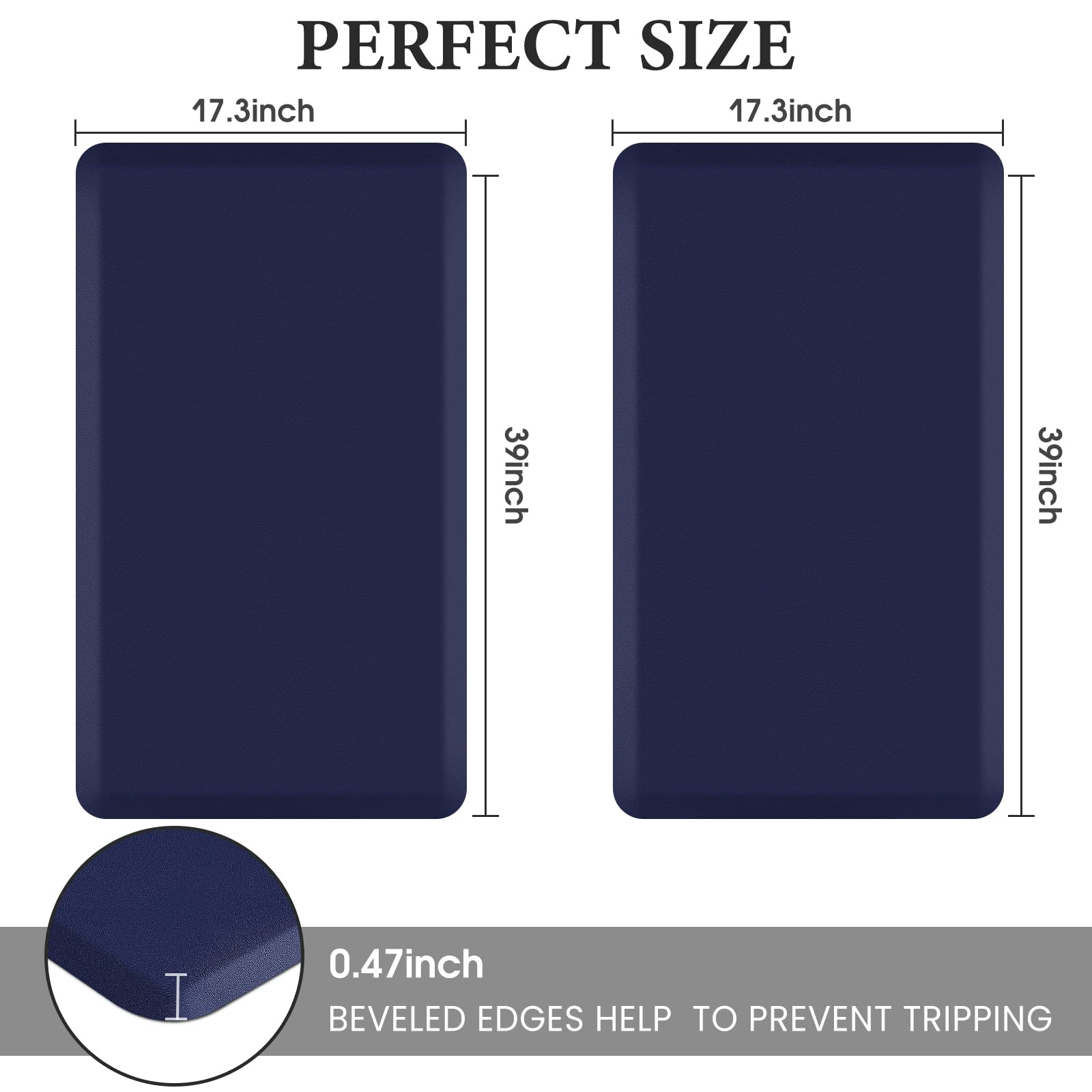 HappyTrends 2 PCS Kitchen Mat Cushioned Anti-Fatigue Floor Mat, Heavy Duty Ergonomic Comfort Foam Standing Mat, Waterproof Non-Slip Kitchen Rugs for Home, Office, Laundry,Black