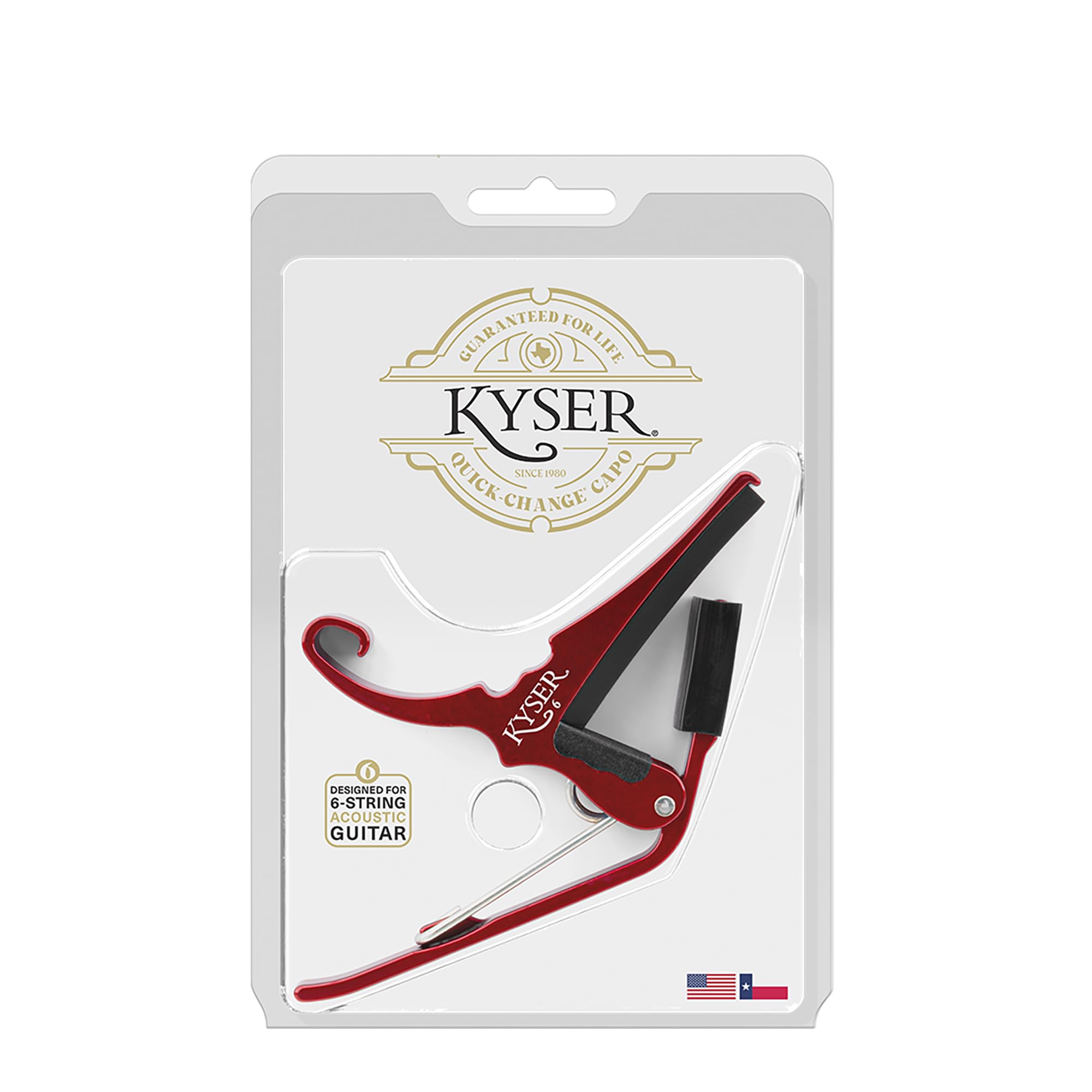 Kyser Musical Products Quick-Change Guitar Capo, KG6ABA, Abalone - For 6-String Acoustic Guitars, Made in USA, Quality, Strong, Lightweight, Quick & Easy Key Changes, Innovative, Perfect Fit
