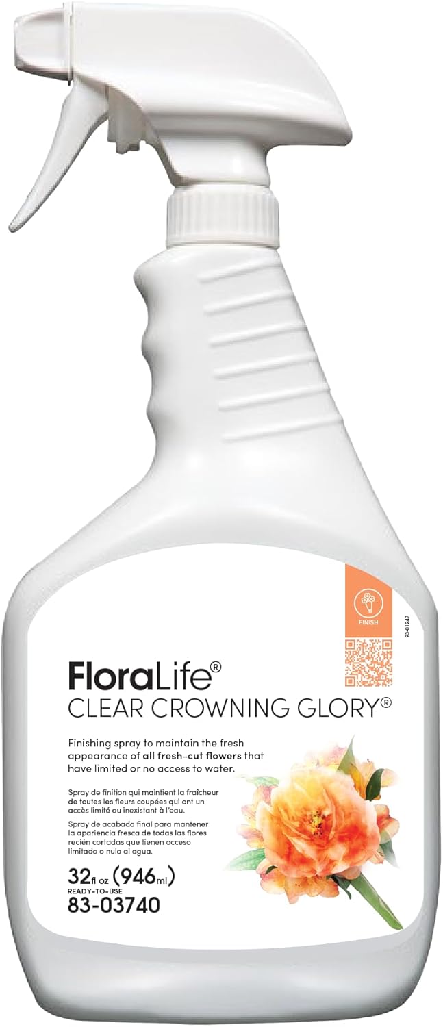 FloraLife Clear Crowning Glory - Liquid Shield Finishing Spray for Fresh-Cut Flowers - 32fl oz