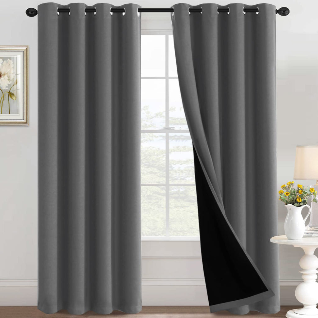 H.VERSAILTEX 100% Blackout Curtains Thermal Insulated Full Blackout Curtains for Living Room Energy Efficiency Window Drapes for Bedroom with Black Liners 1 Panel, 52x63 Inch, Burgundy