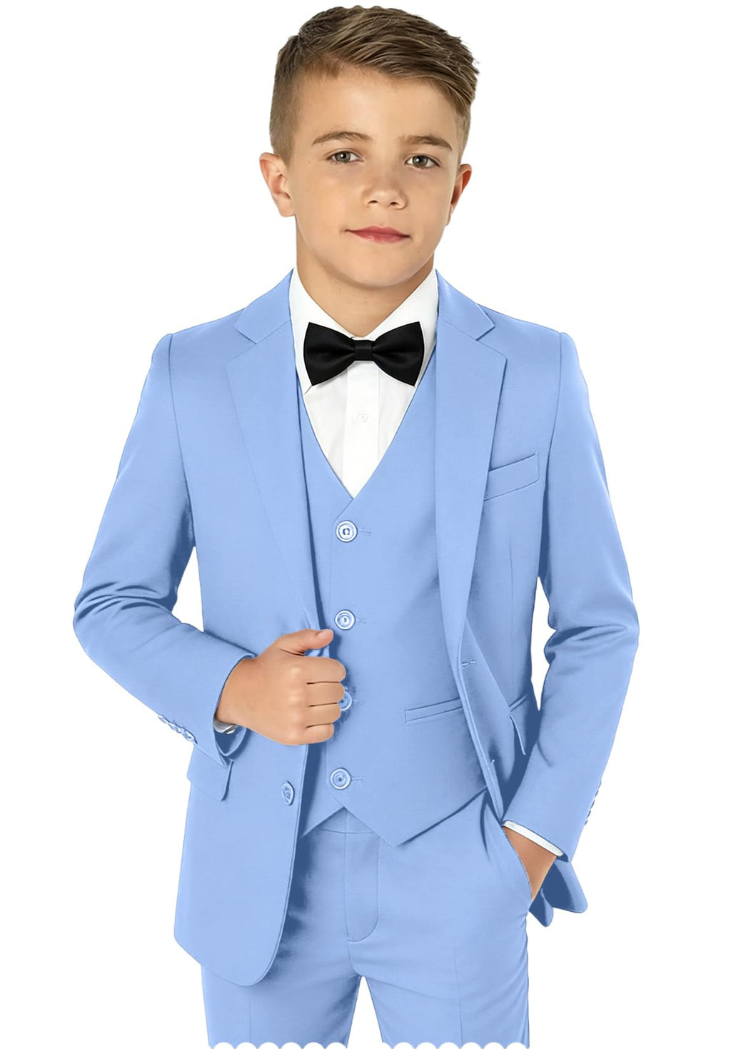 Boy Suits 5 Pieces Formal Suit Set with Adjustable Waist Kids Dress Suit for Wedding Prom