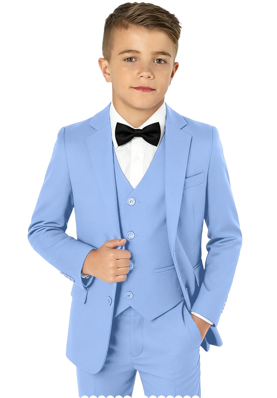 Boy Suits 5 Pieces Formal Suit Set with Adjustable Waist Kids Dress Suit for Wedding Prom