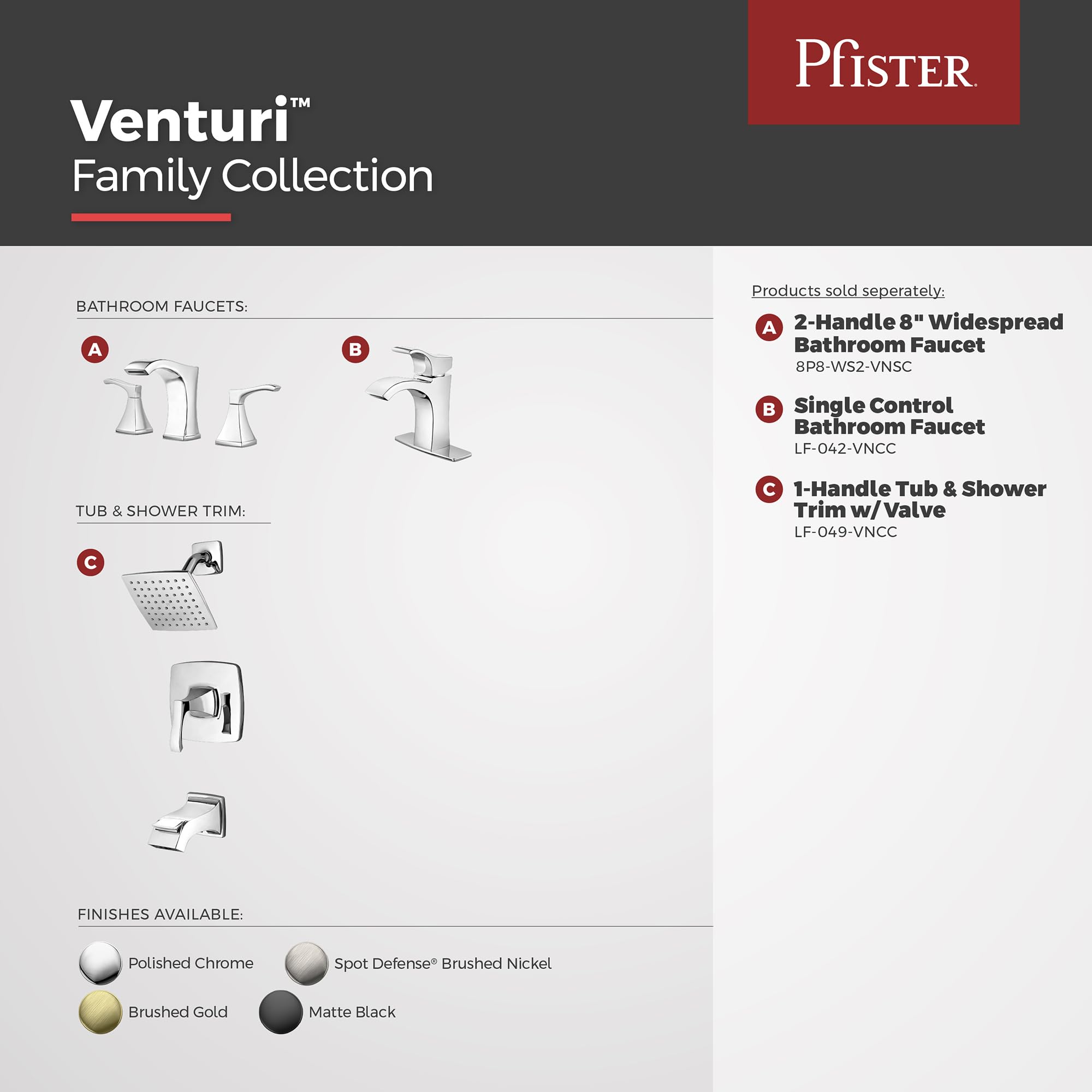 Pfister Venturi Bathroom Sink Faucet, 8-Inch Widespread, 2-Handle, 3-Hole, Brushed Gold Finish, LF049VNBG