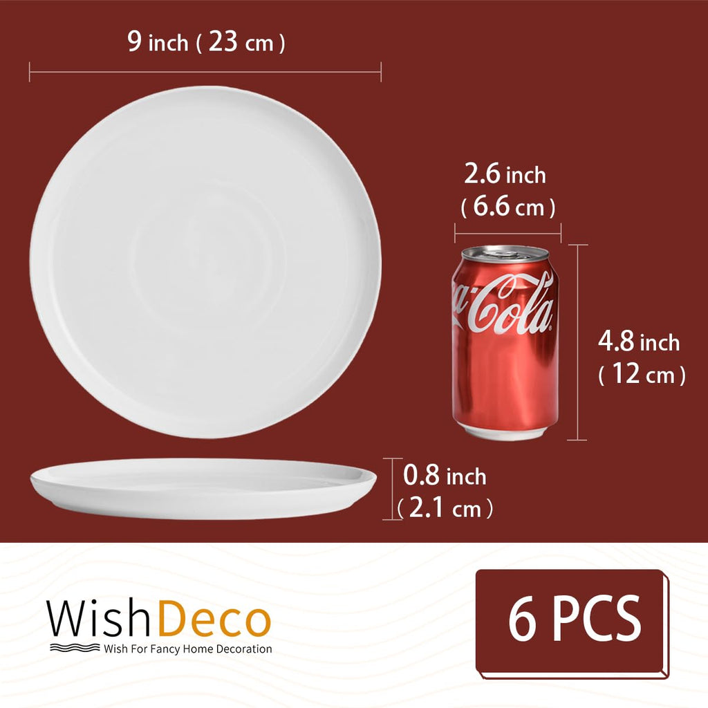 WishDeco White Dinner Plates Set of 4, Ceramic Dining Plates 10.5 inch, Large Salad Plate, Porcelain Kitchen Plate for Pizza, Steak, Microwave and Dishwasher Safe