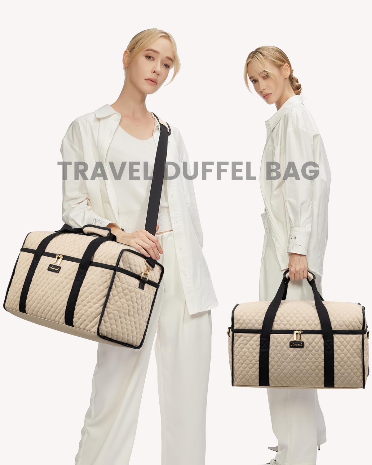 LOVEVOOK Travel Duffle Bag - Weekender & Overnight Bag with Toiletry & Wet Pocket, Carry-On Size, 3pc Set