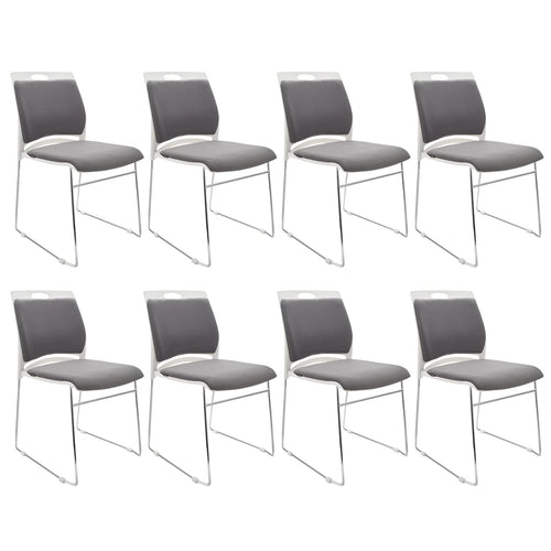 4 Pack Stacking Chairs 1102LB Capacity Home Office Guest Chair Set With Sled Base, Modern Reception Chair for Kitchen, Waiting Room, Multi-Purpose, Break Room, Training, Cafeteria, Gray Color