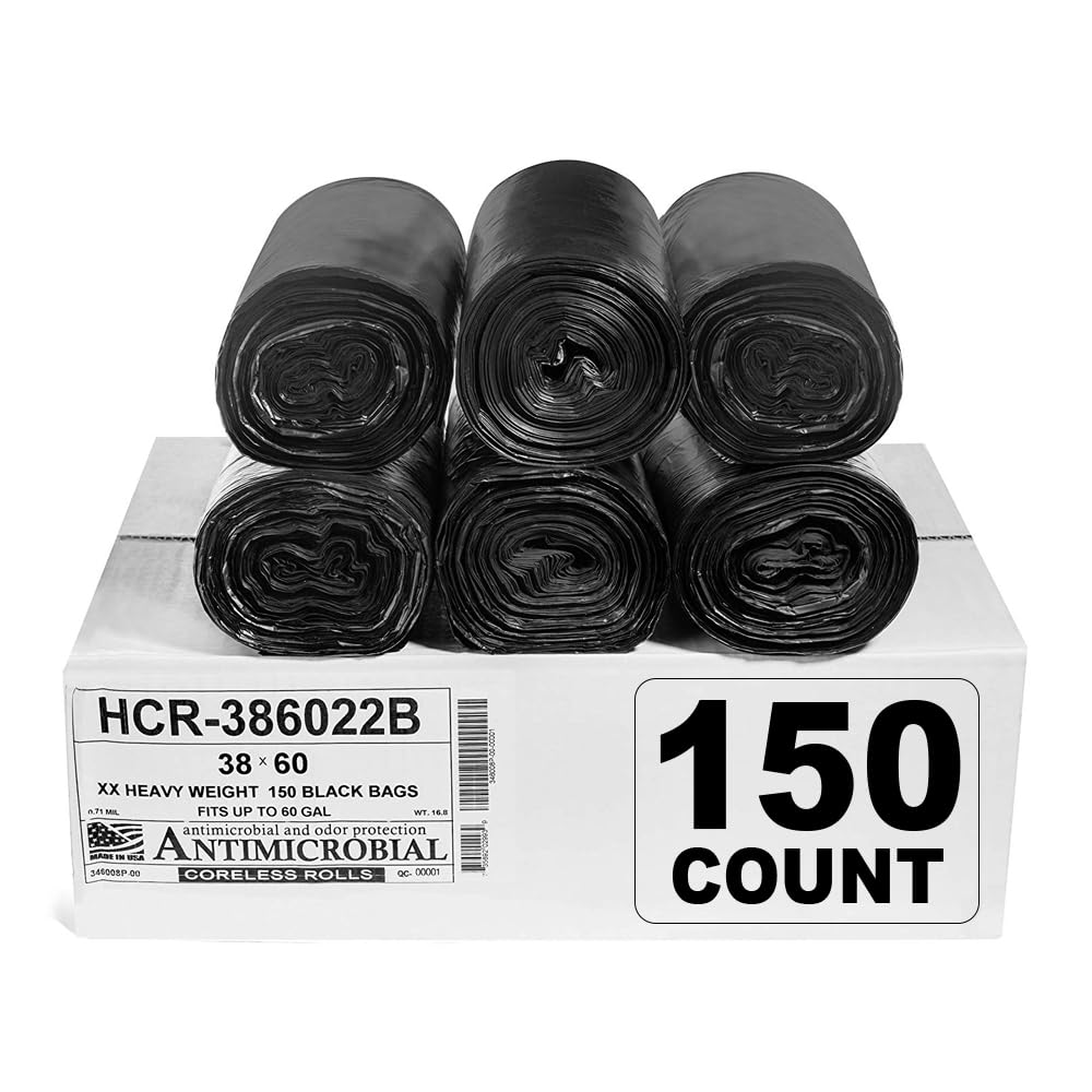 Aluf Plastics High Density Trash Bags, 10 Gallon, 4000 Count, 6 Micron (eq), 24" x 24", Black, for Bathroom, Office, Industrial, Commercial, Janitorial, Municipal, Recycling