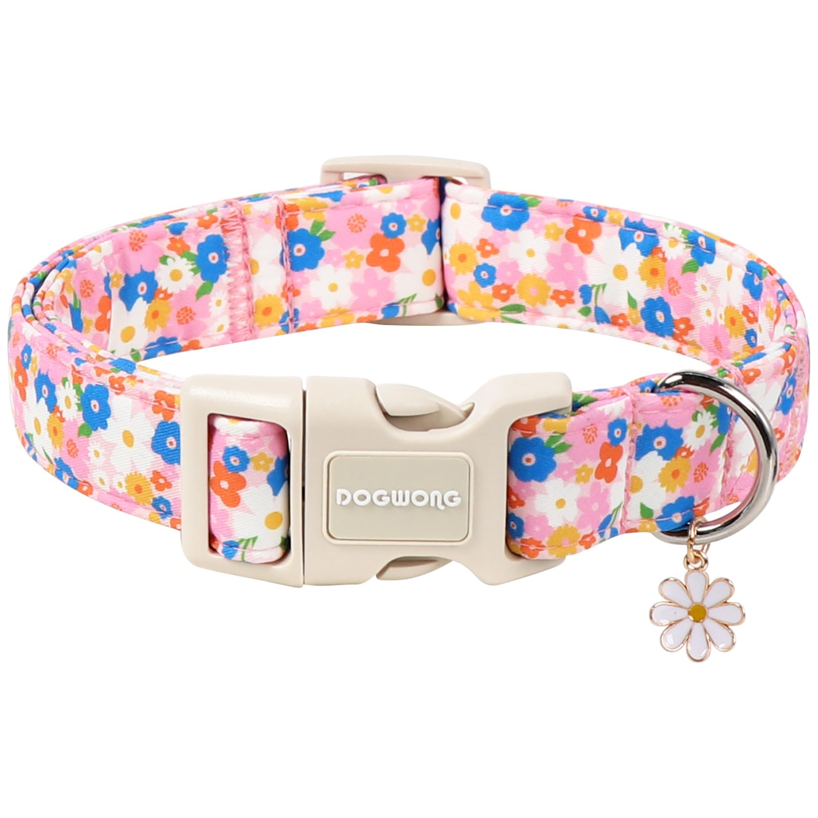 DOGWONG Cotton Dog Collar, Blue Plaid Heavy-Duty Dog Collar Durable Soft Boy Dog Collar Cute Wedding Puppy Necklace for Small Medium Large Dog