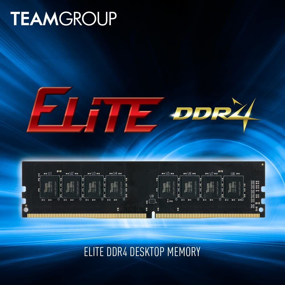 TEAMGROUP Elite DDR4 8GB Single 2666MHz PC4-21300 CL19 Unbuffered Non-ECC 1.2V UDIMM 288 Pin PC Computer Desktop Memory Module Ram - TED48G2666C1901