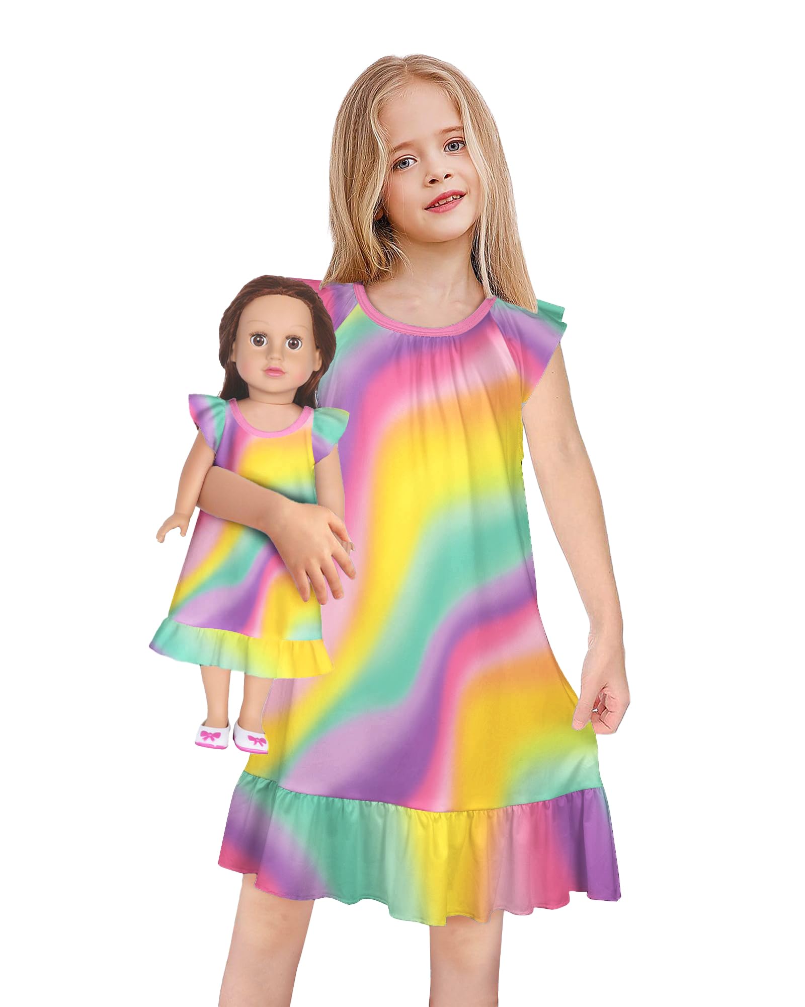 LQSZ Doll and Girl Matching Nightgown Outfit Pajamas Nightie Nightgown for Girls and Dolls Clothes