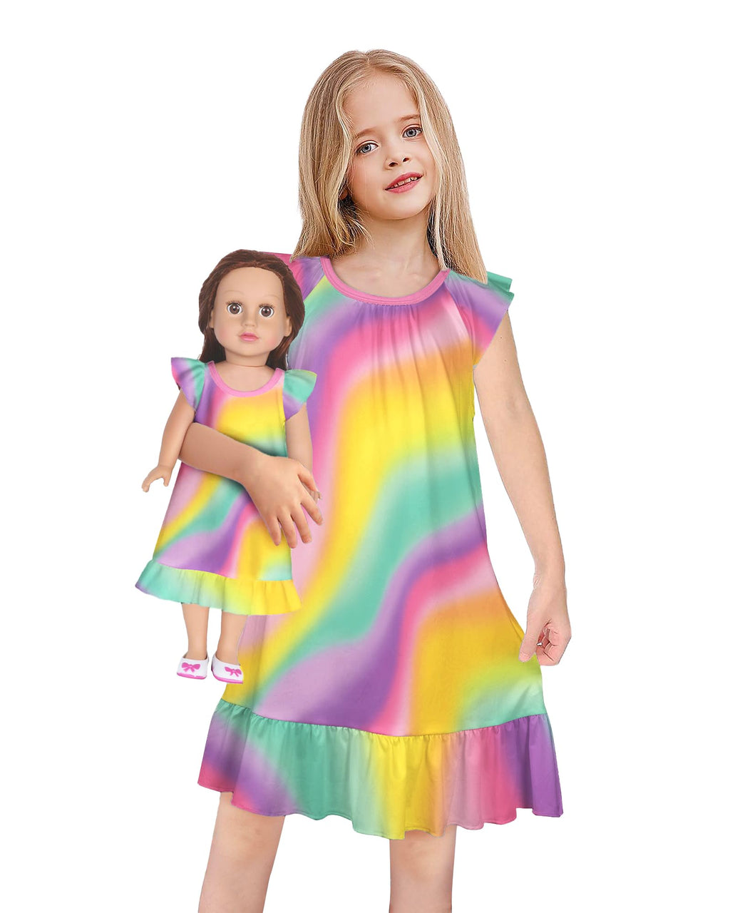 LQSZ Doll and Girl Matching Nightgown Outfit Pajamas Nightie Nightgown for Girls and Dolls Clothes