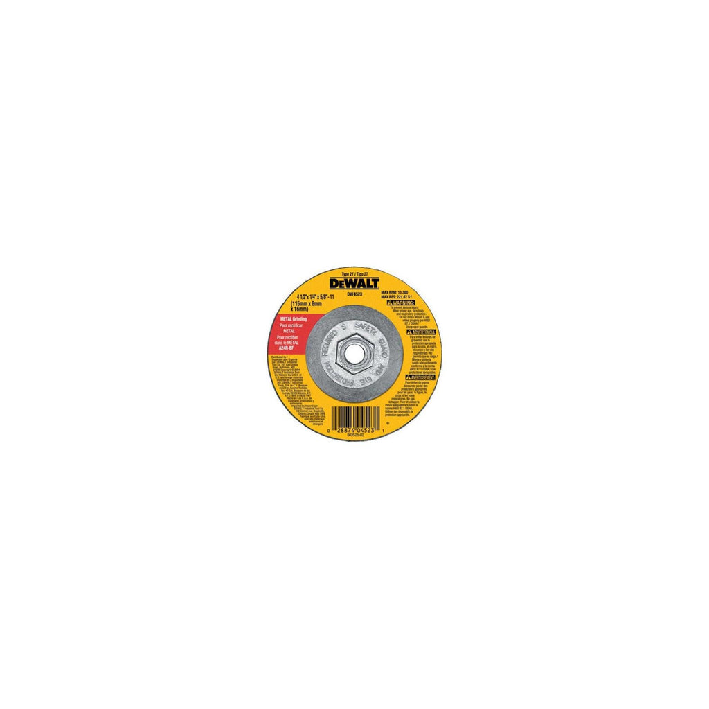 DEWALT Grinding Wheel, General Purpose for Metal, 4-1/2-Inch x 1/4-Inch x 5/8-Inch (DW4523)