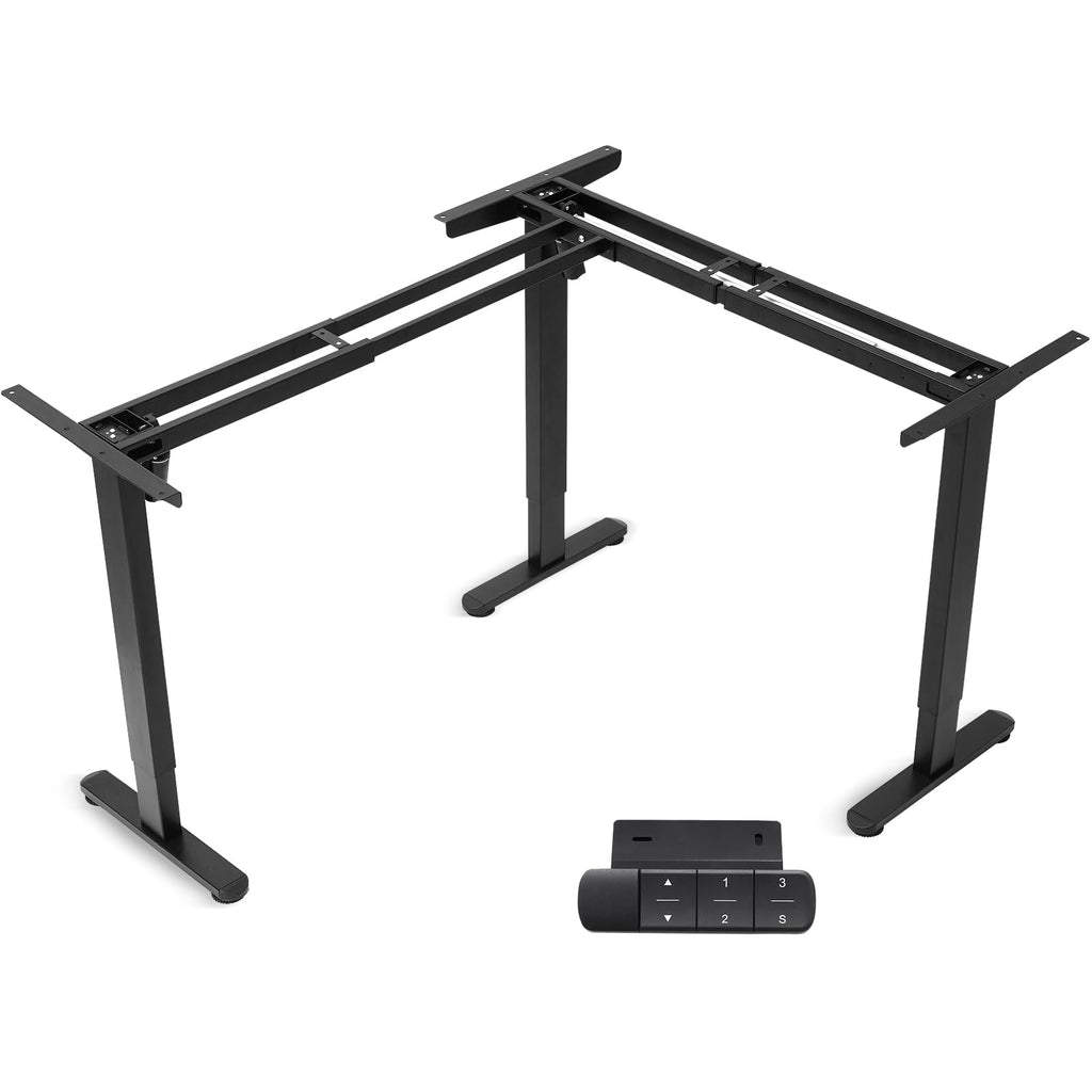 TOPSKY Dual Motor Height Adjustable L-Shaped Desk Frame, 270 lbs Capacity, Supports Multiple Monitors, Black 3-Leg Standing/Sitting Base for Home & Office, DF03.02 (Frame Only)