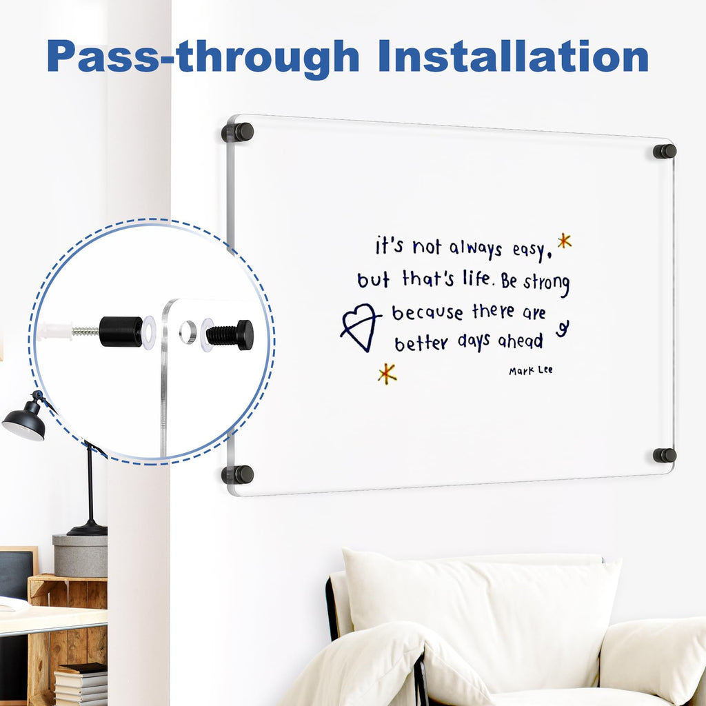Acrylic Calendar for Wall Whiteboard, 12" x 12" Weekly Clear Dry Erase Board, Small Planning Board White Board for Wall, Home, Office, School