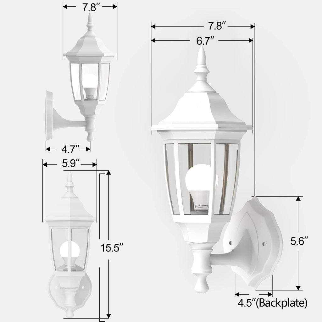 EMART Dusk to Dawn Plastic Outdoor Wall Light Fixtures with Bulbs, Waterproof and Anti-Corrosion Porch Sconces, Exterior Lanterns Wall Mount Lamp for Outside, Garage, Front Door, Patio, 1 Pack, Black