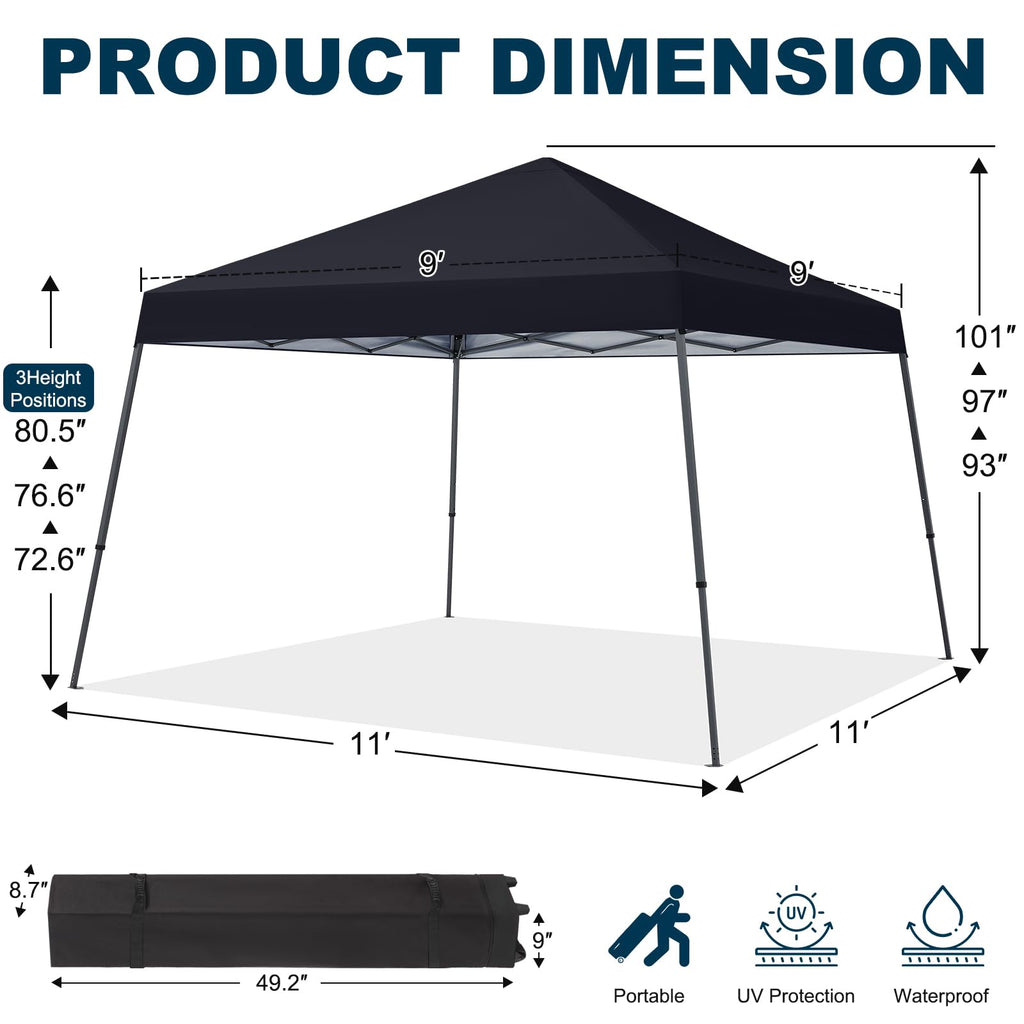 MASTERCANOPY Portable Pop Up Canopy Tent with Large Base (10x10,Dark Gray)