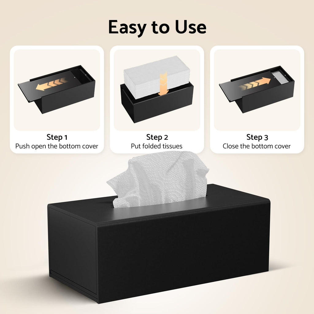 HIIMIEI Tissue Box Cover, Acrylic Tissue Holder Napkin Dispenser for Home Office Restaurant Desk Decor, Black Square 5.4x5.4x5.4''