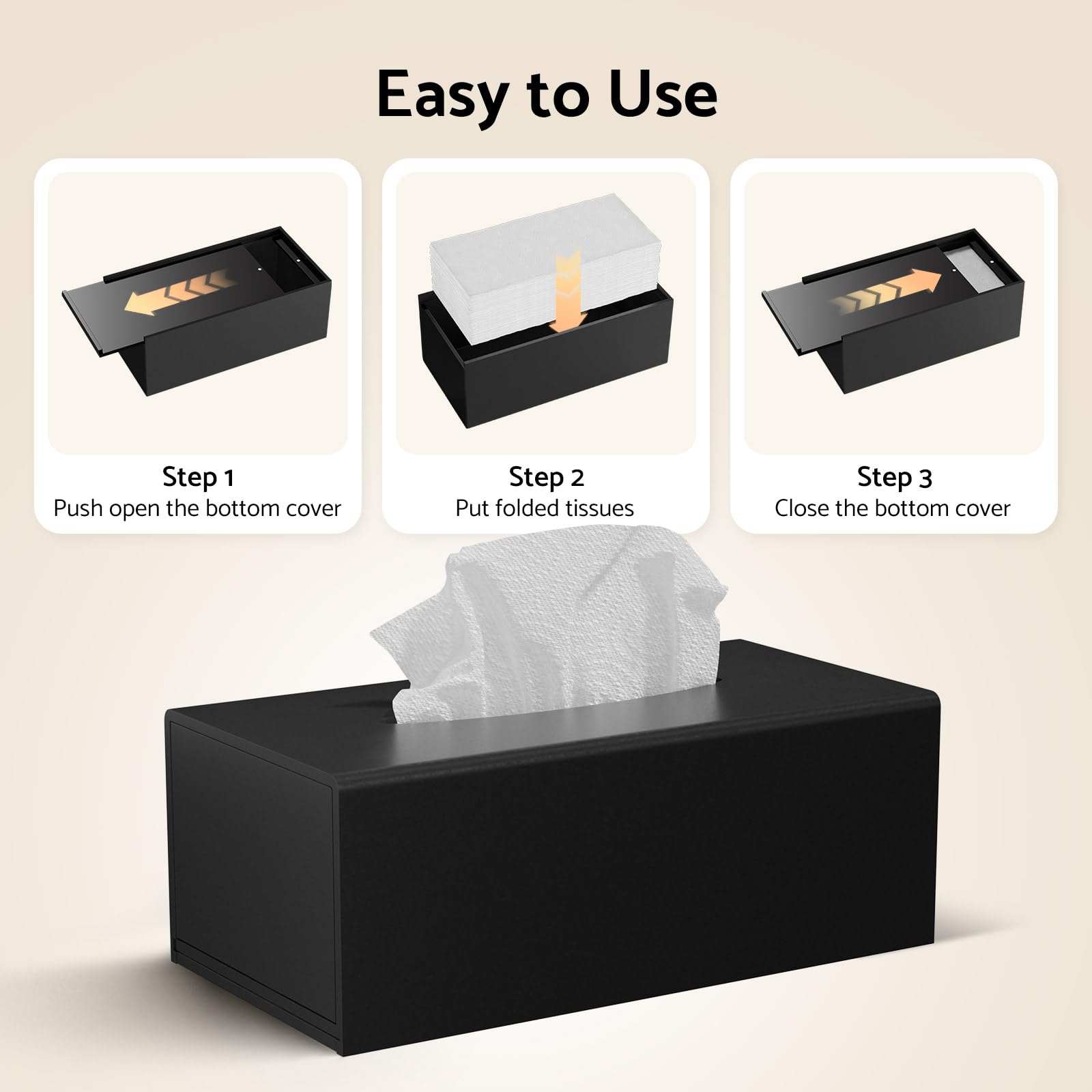 HIIMIEI Tissue Box Cover, Acrylic Tissue Holder Napkin Dispenser for Home Office Restaurant Desk Decor, Black Square 5.4x5.4x5.4''