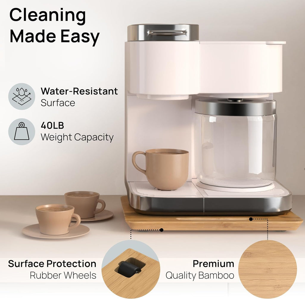 Ibyx Premium Bamboo Mixer Slider for KitchenAid 4.5-5 Qt Tilt-Head Stand Mixer - Food-Grade Appliance Slider Mat for Kitchen Countertop Storage Accessories (Black)