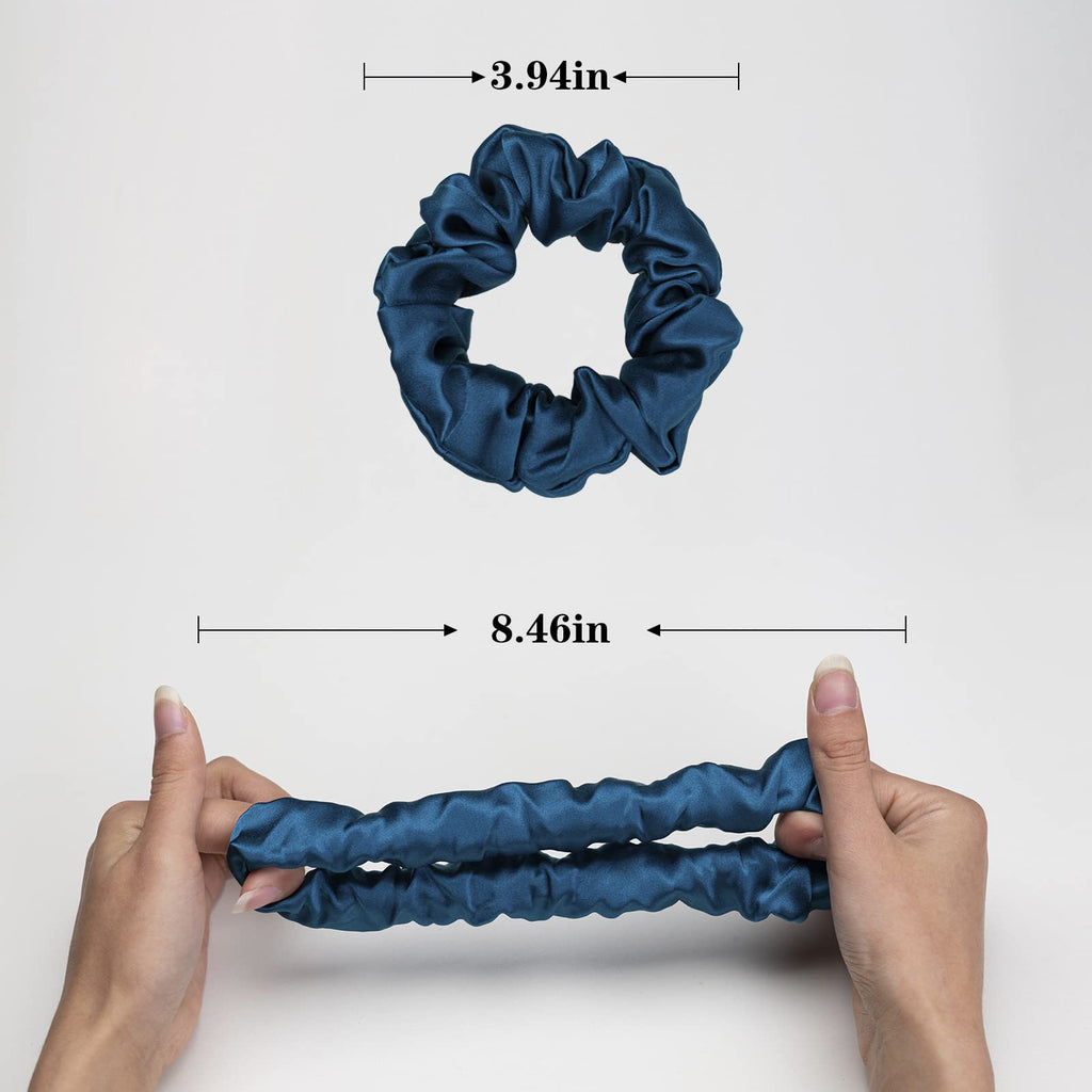 Silk Scrunchies for Hair 100% Mulberry Silk Hair Ties（Silver gray, Dark gray, Pink）
