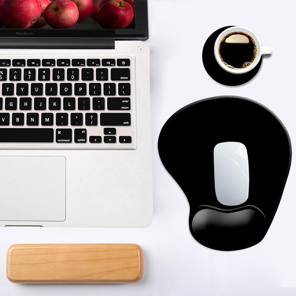 DOOKE Ergonomic Mouse Pad with Wrist Support and Coaster,Mouse Pads with Non-Slip PU Base for Home Office Working Studying Easy Typing & Pain Relief Aesthetic Art