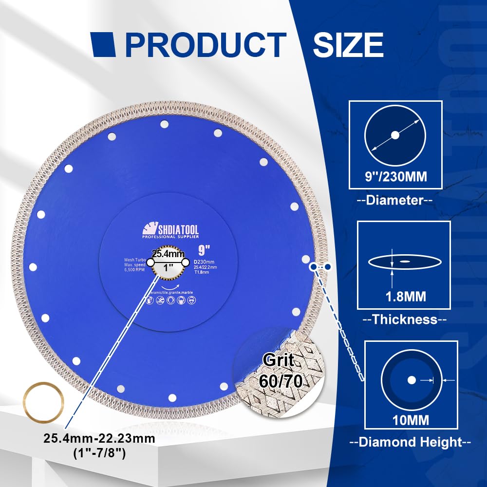 SHDIATOOL 3-3/8 Inch Diamond Saw Blade Cutting Porcelain Tile Ceramic Granite Marble Brick