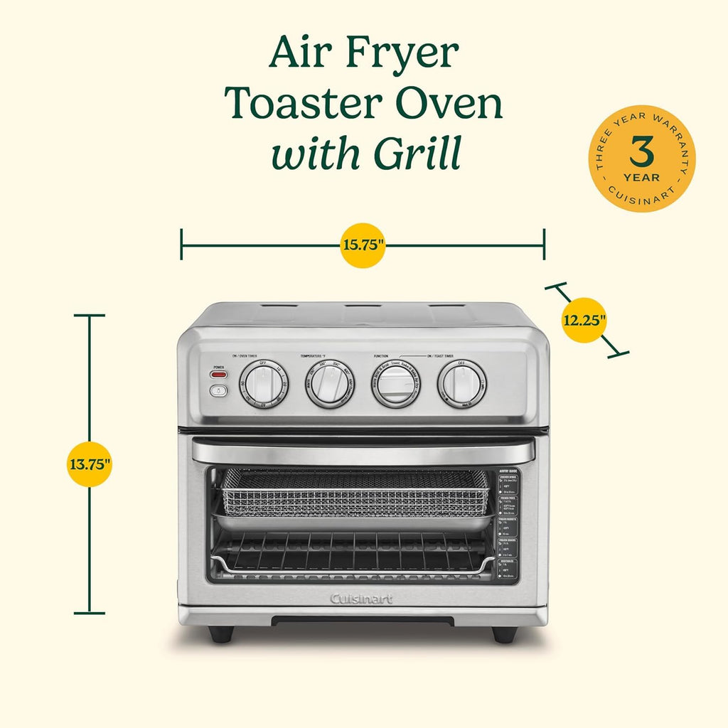 Cuisinart Air Fryer + Convection Toaster Oven, 8-1 Oven with Bake, Grill, Broil & Warm Options, Stainless Steel (TOA-70C)