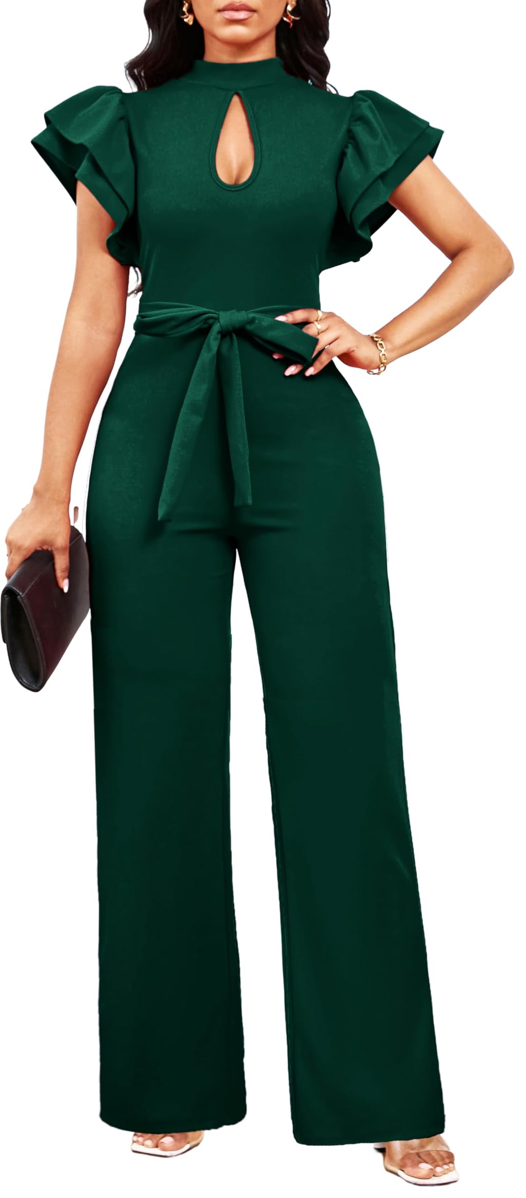 SxClub Elegant Jumpsuits for Women Dressy Formal Casual Long Straight Pants Business Jumpsuit