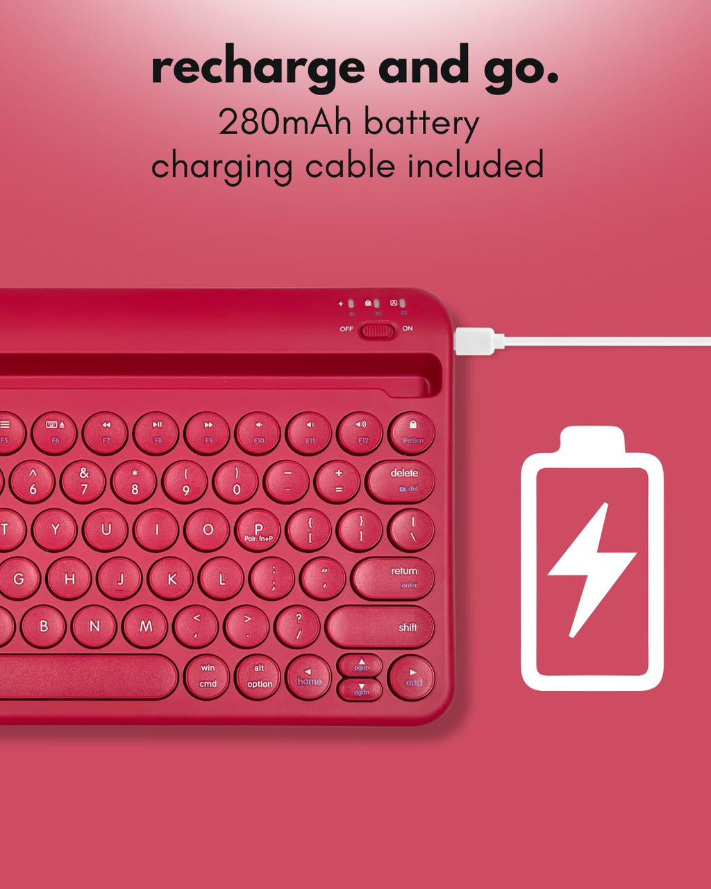 Macally Bluetooth Keyboard for Tablet | Wireless Keyboard for iPad mini/Air/Mini, iPhone (Multi-Device, Built-in Stand, Rechargeable) Easy to Use and Cute Portable