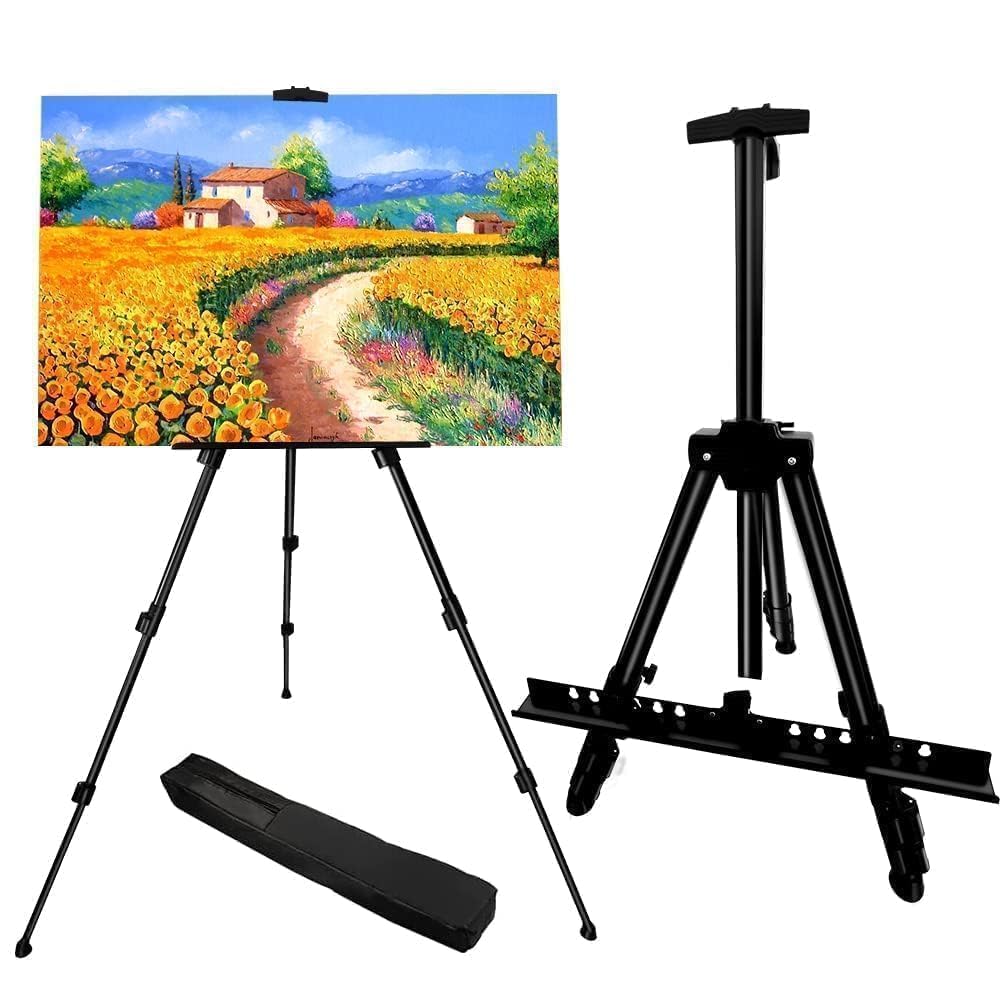 RRFTOK Easel Stand for Sign and Painting: Art Portable Adjustable Metal Tripod Easels for Display Height from 17 to 66 Inch -Canvas Stand for Table-Top/Floor Paint - Gifts for Teens Art Supplies