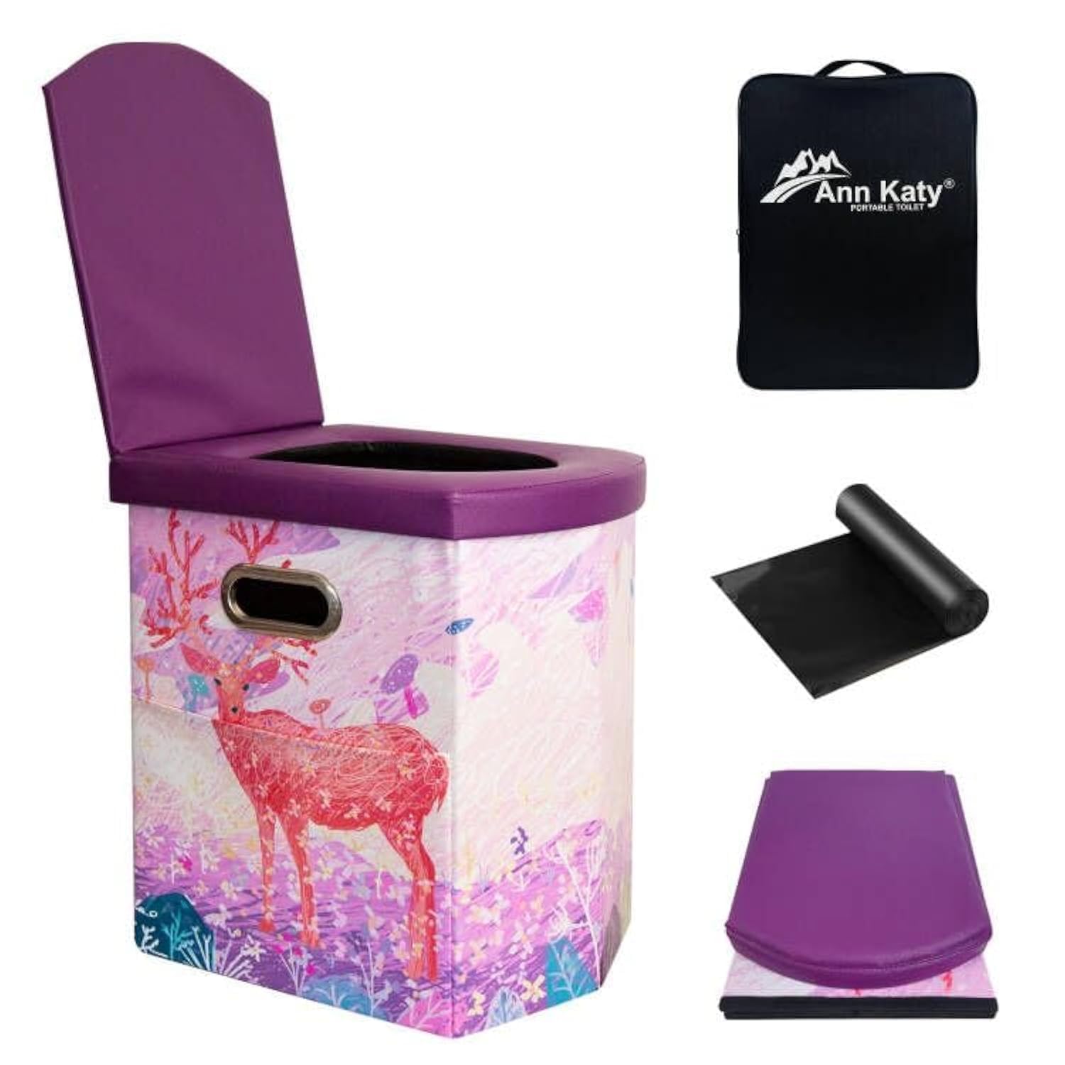 Ann Katy Upgrade XL Portable Toilet for Adults, Extra Large Portable Travel Floding Toilet, Camping Tall Toilets with Lid for Adults and Kids Compact Potty for Car,Hiking,Beach and Camping