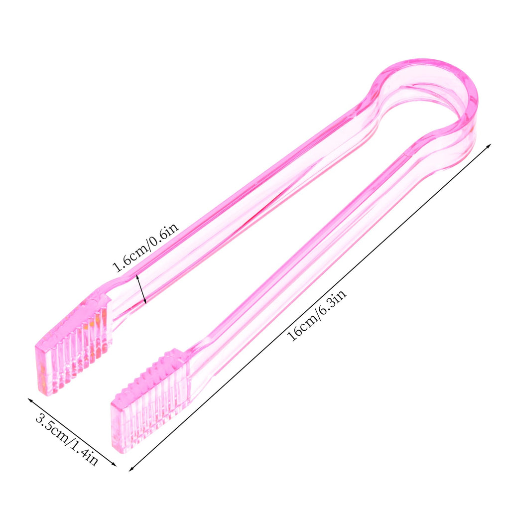 10 Pcs Plastic Buffet Serving Tongs, Clear Kitchen Tongs Mini Serving Utensil Tongs for Food Ice Salad Buffet Barbecue Cookies, 6.3 Inches