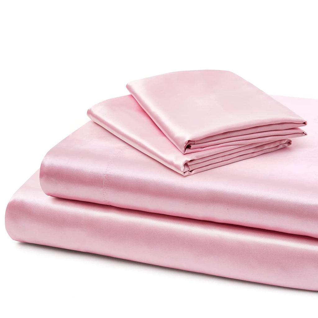 Vonty Extra Deep Pocket Full Sheet Sets - Cooling & Silky Satin Full Size Sheets with 18-24 Inch Deep Pocket, Black Satin Bed Sheets Fit Up to 24" Deep Mattress - 4 Piece Set