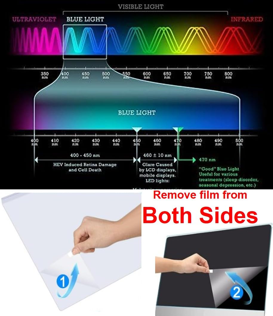 VizoBlueX - 14 inch Diagonal Blue Light Blocking Screen Protector Filter. Panel LED PC All Laptop Anti-UV Eye Protection Panel Cover - Hanging Type Fits Apple MacBook Pro 14 (W 12.4" X H 7.9")