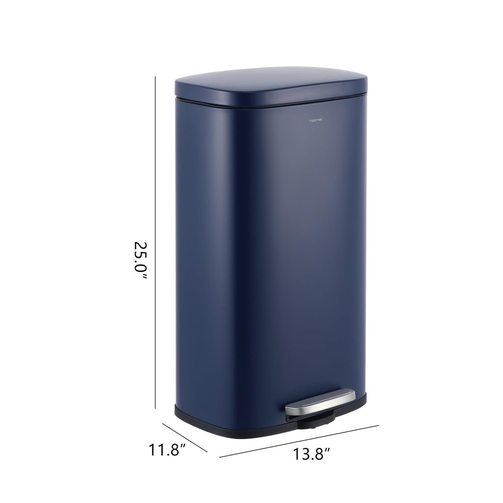 happimess HPM1011B Curtis 8-Gallon Step-Open Trash Can with Soft-Close Lid, Modern, Minimalistic, Fingerprint Proof for Home, Kitchen, Laundry Room, Office, Bedroom, Bathroom, Black