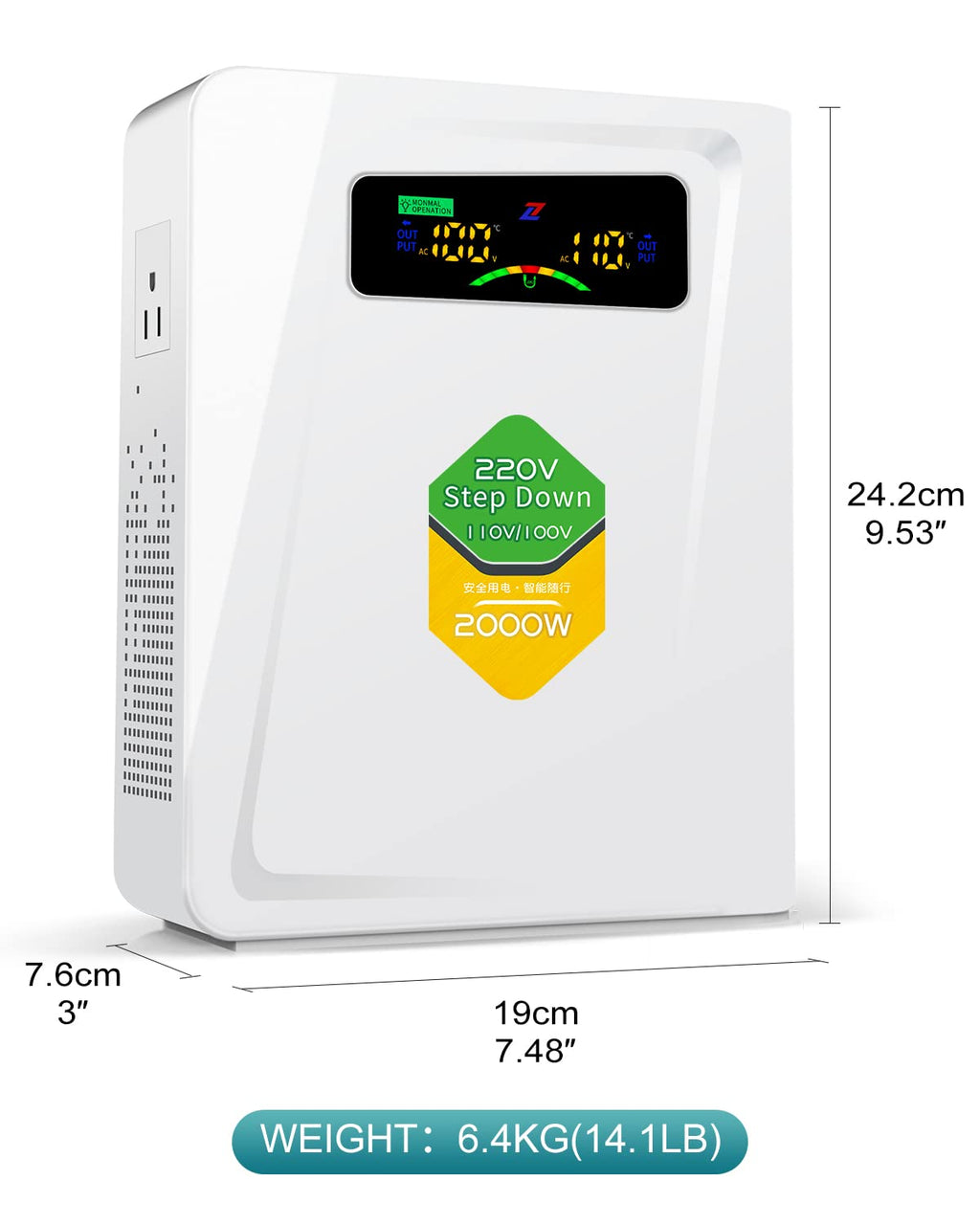 220v to 110v Step Down Transformer 1000W Power Voltage Converters, No Noise, Ten Protection Functions, Suit for Coffee Machines, Rice Cookers and Other US Appliances Used in Europe